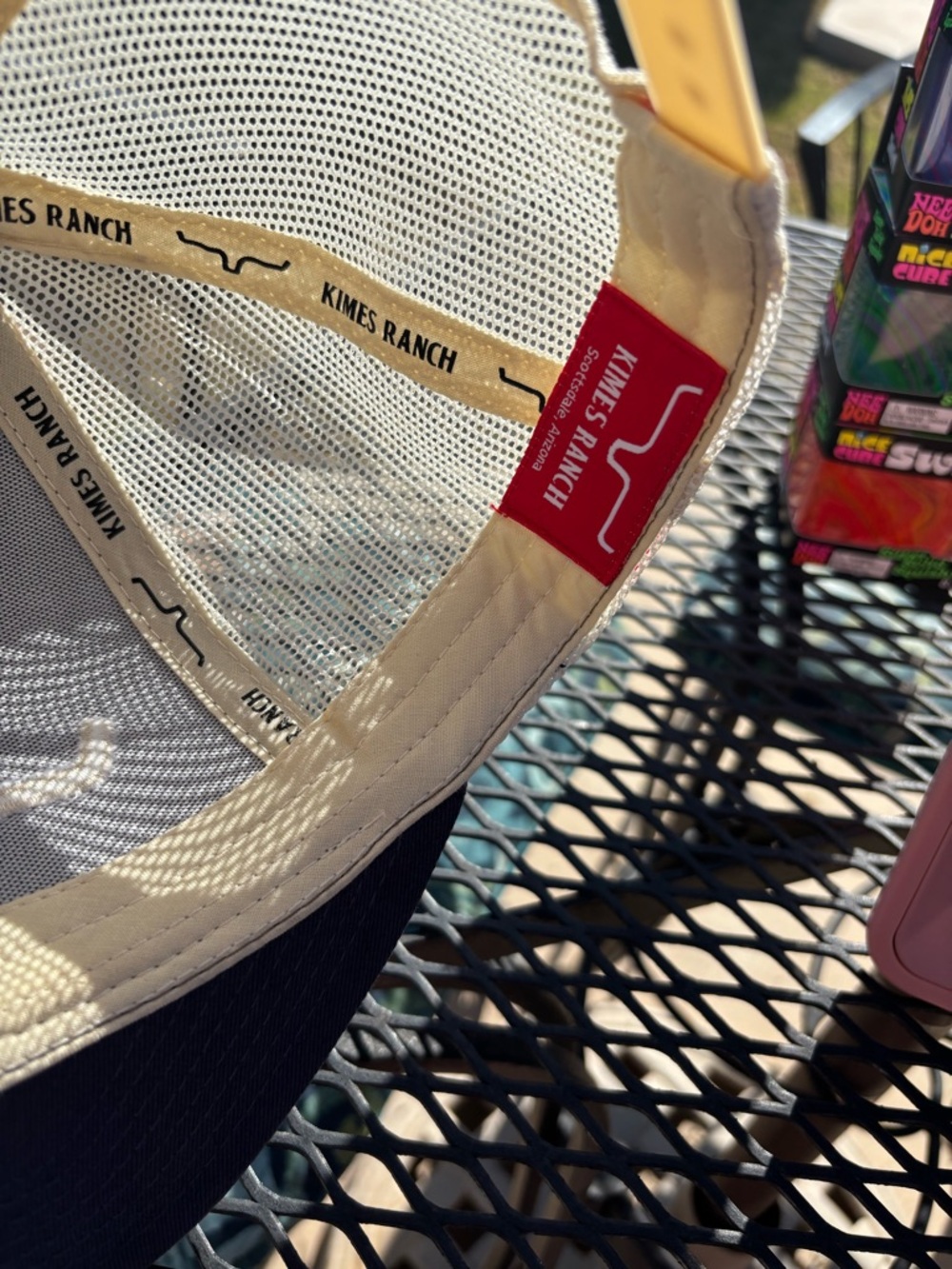 Kimes Ranch Two-Tone Trucker Cap in Navy and Cream - Picture 3 of 7